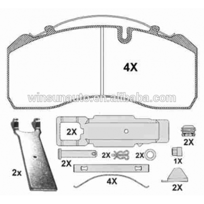 For BPW DAF FRUEHAUF GIGANT IVECO MAN MB SAF 29095 truck brake pad